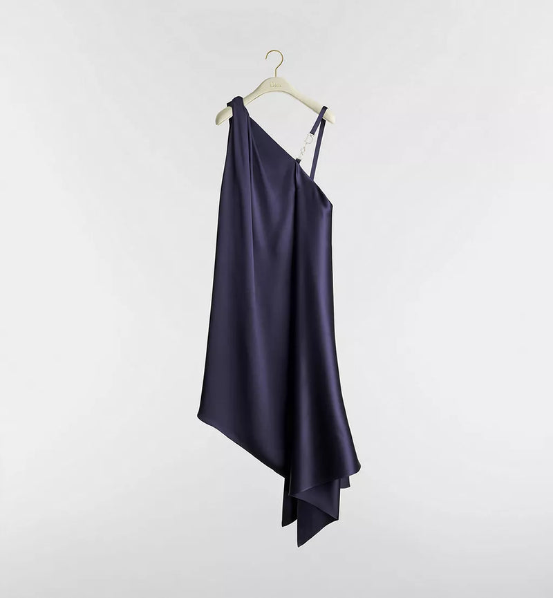 Robe Asymétrique Une Épaule en Satin